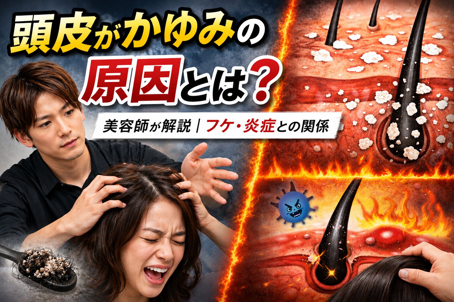 頭皮がかゆい…」 そんな悩みはありませんか？ シャンプーしてもかゆい フケが出る 頭皮が赤い 実はこれらの症状は、頭皮環境の乱れが原因で起こることが多いです。