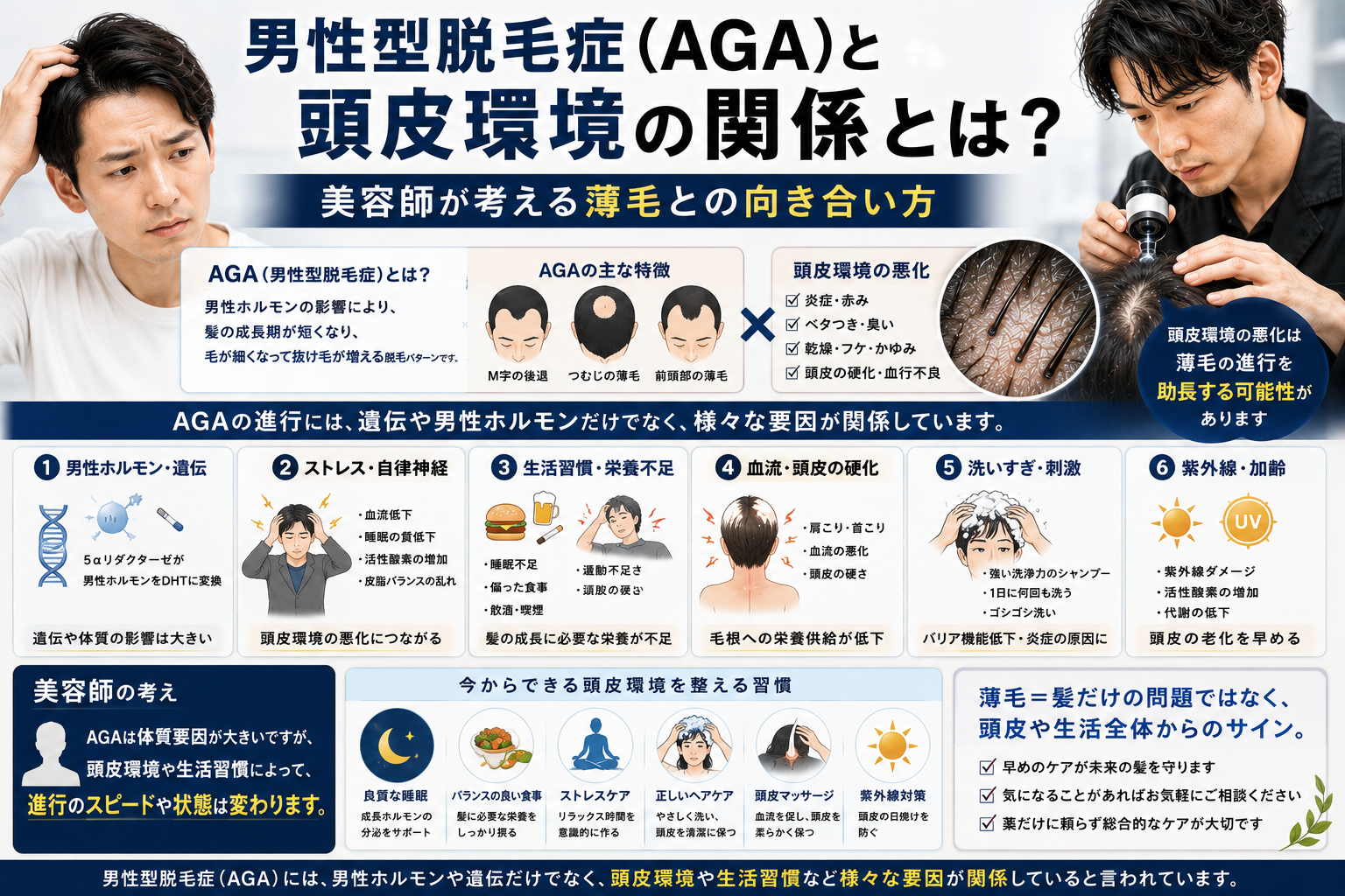 AGAと頭皮環境の関係を解説する美容師