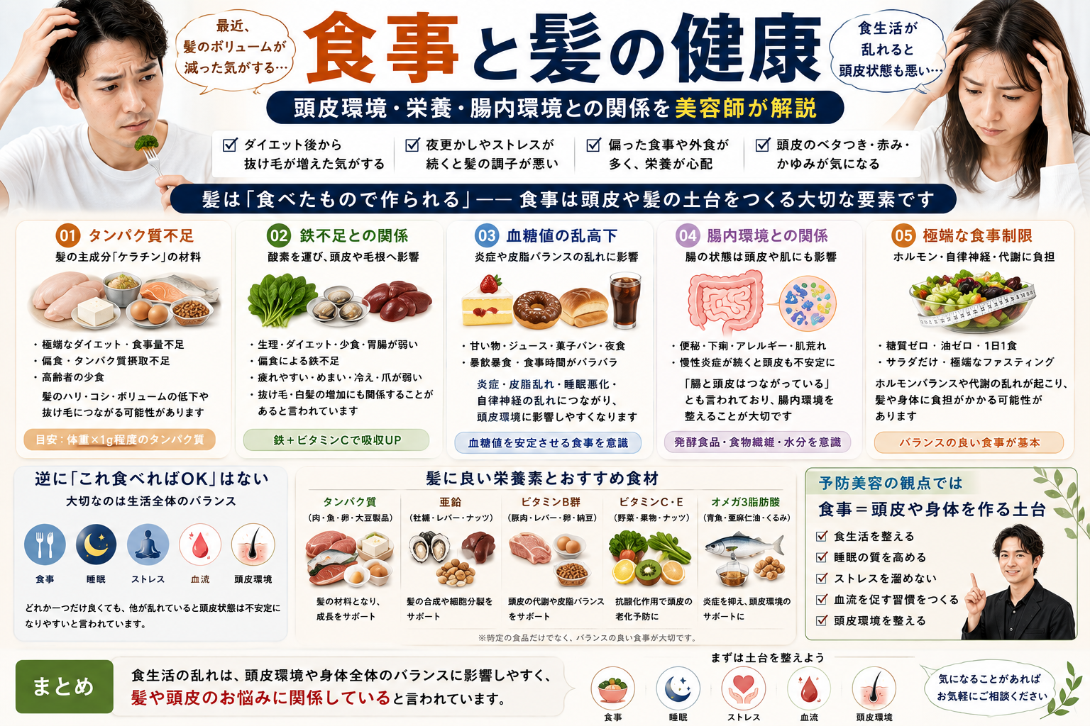 食事と髪の健康の関係を解説する美容師