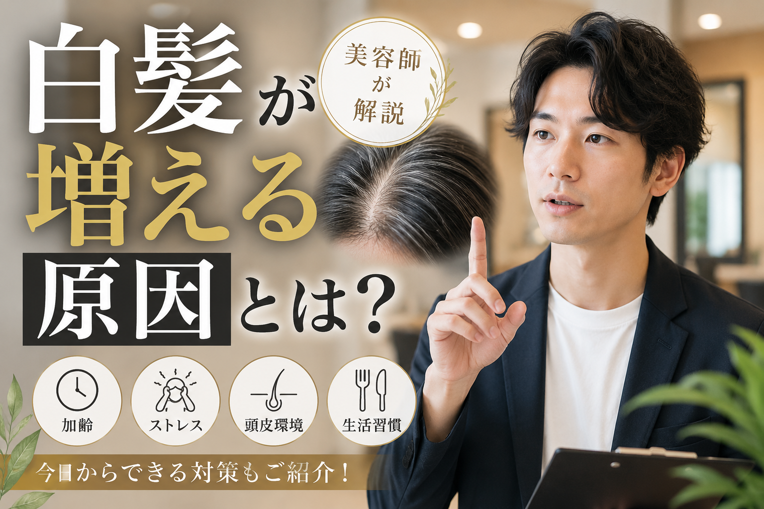 白髪が増える原因を解説する美容師