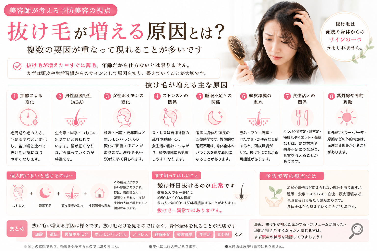 抜け毛が増える原因について解説する美容師