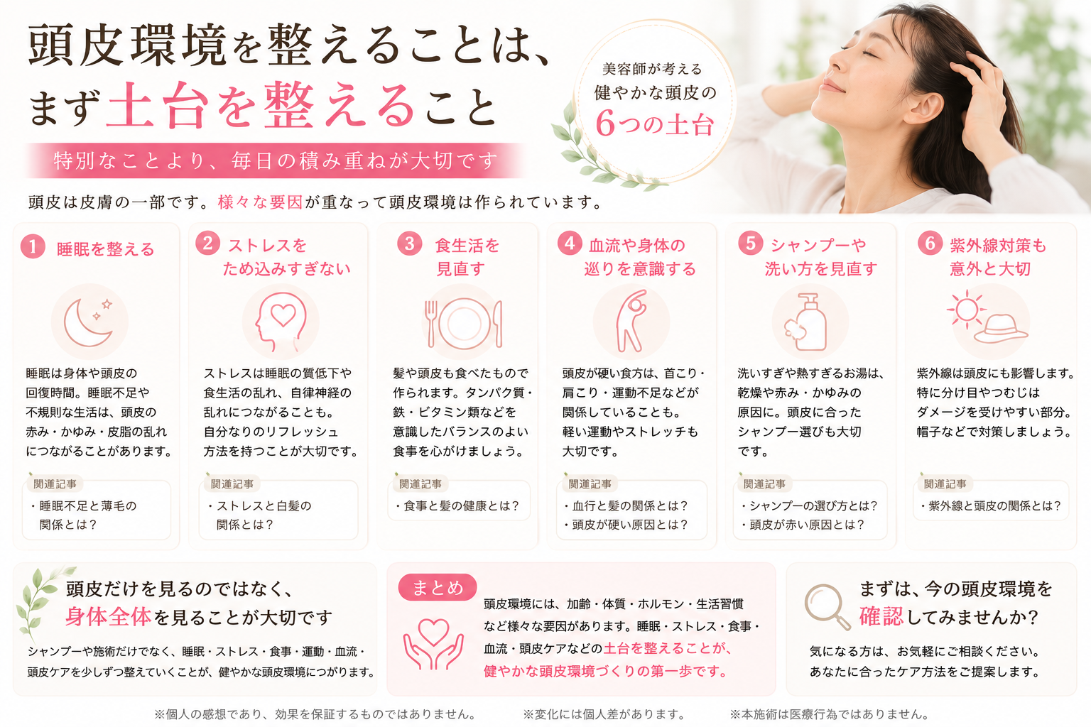 頭皮環境を整えるための生活習慣や頭皮ケアを美容師が説明してます