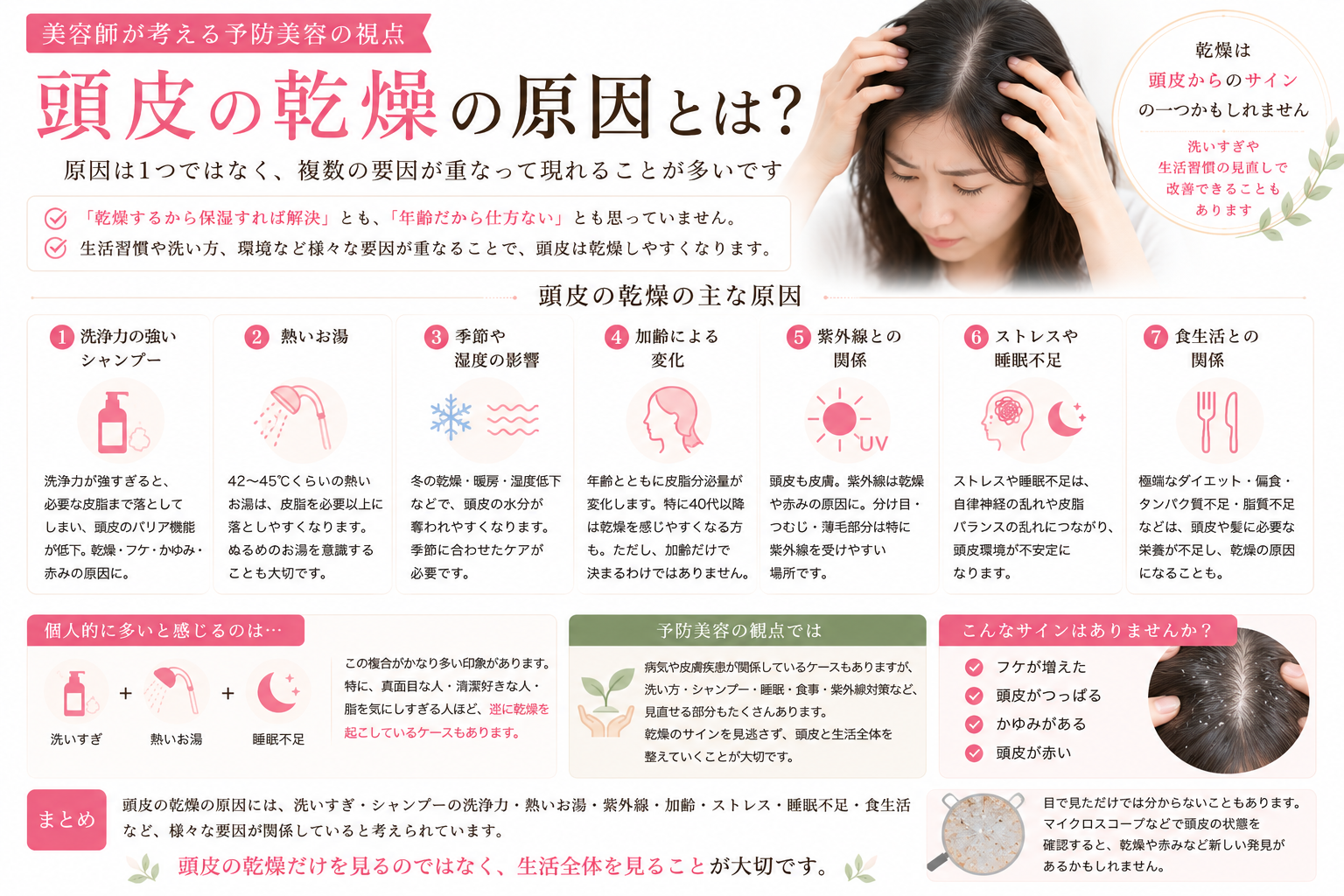 頭皮の乾燥の原因について解説する美容師